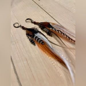 Feather and Beaded Earrings made by a Fly Fisherwoman